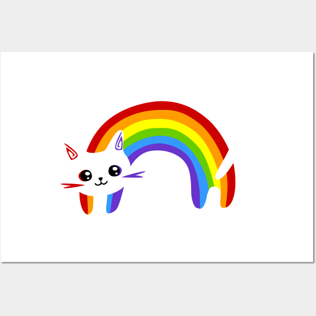 cute rainbow cat Wall Art by chandelier2137